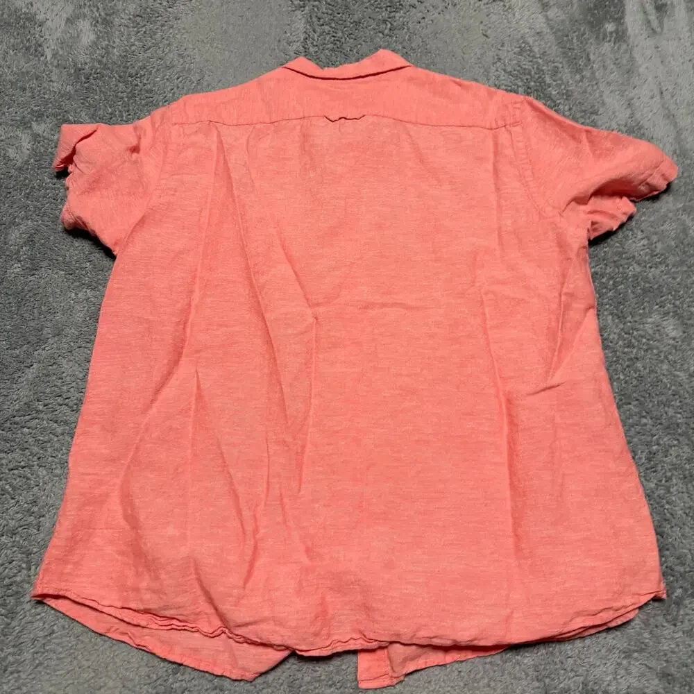 Banana Republic Shirt Mens XL Linen Pink Short Sleeve Button Slim Fit